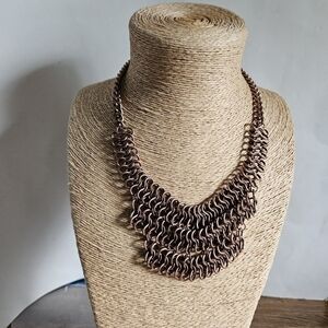 Brass 3-tier Chain-mail Necklace